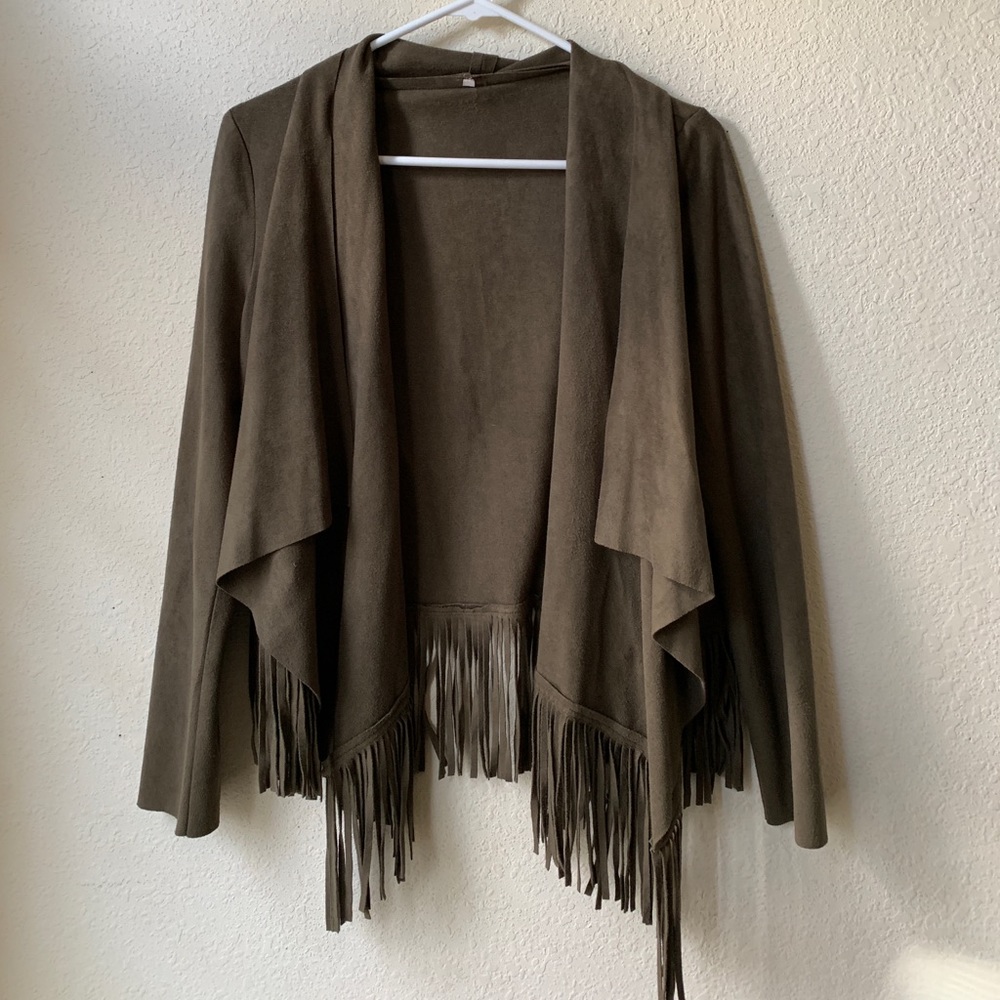 Olive Suede Fringe Jacket